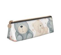 NTVOWPZO Federmäppchen aus Leder, großes Fassungsvermögen, Schneemann mit Hut, Federmäppchen mit Reißverschluss, Stifthalter für Damen, Herzform und Bär, Einheitsgröße, Federmäppchen