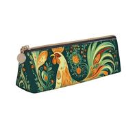 NTVOWPZO Federmäppchen aus Leder, großes Fassungsvermögen, Schneemann mit Hut, Federmäppchen mit Reißverschluss, Stifthalter für Damen, Hahn-Karottenblume, Einheitsgröße, Federmäppchen