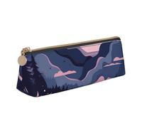 NTVOWPZO Federmäppchen aus Leder, großes Fassungsvermögen, Turm-Silhouette, Federmäppchen mit Reißverschluss, Stifthalter für Damen, Wolken und Berge, Einheitsgröße, Federmäppchen