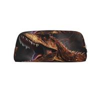 NTVOWPZO Federmäppchen, großes Federmäppchen, Dinosaurier, mit offenem Mund, Federmäppchen für Büro, kleine Reißverschlusstasche für Bleistifte, Silber, One Size, Federmäppchen