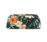 NTVOWPZO Federmäppchen, großes Federmäppchen, Hawaii-Blume, Palmblätter, Federmäppchen für Büro, kleine Reißverschlusstasche für Bleistifte, Gold, One Size, Federmäppchen