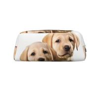 NTVOWPZO Federmäppchen, großes Federmäppchen, lustiger Labrador, Welpe, Hund, Federmäppchen für Büro, kleine Reißverschlusstasche für Bleistifte, Silber, One Size, Federmäppchen