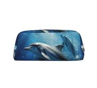 NTVOWPZO Federmäppchen, großes Federmäppchen, niedliche Delfine, Federmäppchen für Büro, kleine Reißverschlusstasche für Bleistifte, Silber, One Size, Federmäppchen