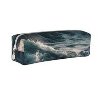 NTVOWPZO Federmäppchen, großes Federmäppchen, Regenschirm und Fisch-Federmäppchen für Büro, kleine Reißverschlusstasche für Bleistifte, Wellen auf dem Meer, Einheitsgröße, Federmäppchen