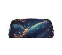 NTVOWPZO Federmäppchen, großes Federmäppchen, schwimmender Wal, Federmäppchen für Büro, kleine Reißverschlusstasche für Bleistifte