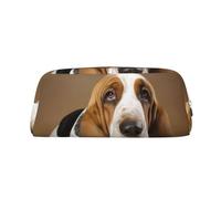 NTVOWPZO Federmäppchen mit Kapazität, großes Federmäppchen, Basset Hound, Federmäppchen für Büro, kleine Reißverschlusstasche für Bleistifte, Silber, One Size, Federmäppchen