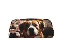 NTVOWPZO Federmäppchen mit Kapazität, großes Federmäppchen, Haustier, Hund, Federmäppchen für Büro, kleine Reißverschlusstasche für Bleistifte, Gold, One Size, Federmäppchen