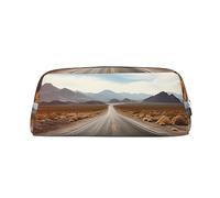 NTVOWPZO Federmäppchen mit Kapazität, großes Federmäppchen, Wüstenlandschaft, Autobahn, Federmäppchen für Büro, kleine Reißverschlusstasche für Bleistifte, Silber, One Size, Federmäppchen