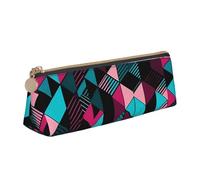 NTVOWPZO Leder-Federmäppchen, großes Fassungsvermögen, einfache Collage, orangefarbenes Federmäppchen mit Reißverschluss, Stifthalter für Damen, Einfache Grafik, Einheitsgröße, Federmäppchen