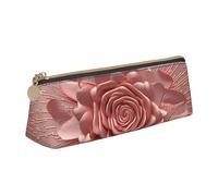 NTVOWPZO Leder-Federmäppchen, großes Fassungsvermögen, Federmäppchen, Hawaii-Blume, Palmblätter, Federmäppchen mit Reißverschluss, Stifthalter für Damen, Rotgold, One Size, Federmäppchen