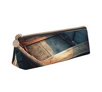 NTVOWPZO Leder-Federmäppchen, großes Fassungsvermögen, Stifteetui aus Holz, Boot auf Wasser, Federmäppchen mit Reißverschluss, Stifthalter für Damen