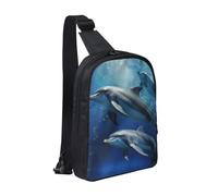 NTVOWPZO Schultertasche für Damen und Herren, niedlicher Elefant, Brusttasche, Reise, Bauchtasche, leicht, lässiger Tagesrucksack, Süße Delfine, Einheitsgröße, Sling Rucksäcke