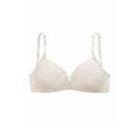 Bralette-BH NUANCE, Damen, Gr. 80, Cup B, beige (creme), Spitze, Obermaterial: 60% Polyamid, 35% Polyester, 5% Elasthan, BHs BH Spitzenwäsche Spitzen-BH Bralette Triangel-BH Bügelloser-BH, ohne Bügel