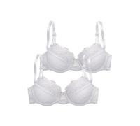 Bügel-BH NUANCE, Damen, Gr. 90, Cup D, weiß (2xweiß), Spitze, Netz, Obermaterial: 68% Polyamid, 25% Polyester, 7% Elasthan, feminin, BHs, mit schöner Stickereispitze, Dessous (33008313-90) 2xweiß