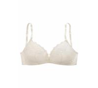 Bralette-BH NUANCE BY LASCANA "BH ohne Bügel, Spitzen-BH, Schalen-BH, Triangel-BH", Damen, Gr. 70, Cup A, beige (creme), Spitze, Obermaterial: 60% Polyamid, 35% Polyester, 5% Elasthan, BHs BH Spitzenw