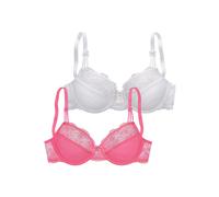 Bügel-BH NUANCE BY LASCANA, Damen, Gr. 100, Cup B, pink (pink, weiß), Spitze, Obermaterial: 68% Polyamid, 25% Polyester, 7% Elasthan, BHs Bügel-BH, mit schöner Stickereispitze - auch ideal für große G
