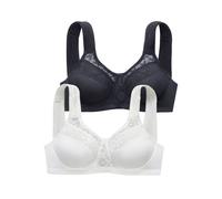 Entlastungs-BH NUANCE BY LASCANA, Damen, Gr. 85, Cup C, schwarz-weiß (weiß, schwarz), Microtouch, Obermaterial: 90% Polyester (COOLMAX), 10% Elasthan, BHs Entlastungs-BH, ohne Bügel mit breiten Träger