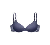 Schalen-BH NUANCE BY LASCANA "BH mit Bügel, mit Spitzenrücken & nahtlosen Schalen", Damen, Gr. 80, Cup A, blau (blaugrau), Spitze, Obermaterial: 85% Polyamid, 15% Elasthan, BHs Schalen-BH, als Dessous