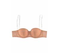 Schalen-BH NUANCE, Damen, Gr. 90, Cup F, braun (nougat), Spitze, Obermaterial: 61% Polyester, 34% Polyamid, 5% Elasthan, BHs Schalen-BH, mit Bügel aus Spitze mit abnehmbaren, transparenten Trägern, De
