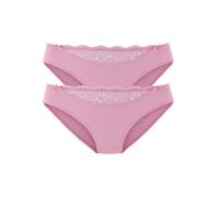 Slip NUANCE, Damen, Gr. 40/42, 2 Stk., pink (2x pink), Microfaser, Obermaterial: 85% Polyamid, 15% Elasthan, körpernah, Unterhosen Slip, mit Spitzeneinsatz vorne (98913528-40) 2x pink
