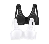 Soft-BH NUANCE BY LASCANA, Damen, Gr. 85, Cup D, schwarz-weiß (weiß, schwarz), Jersey, Obermaterial: 85% Baumwolle, 10% Polyamid, 5% Elasthan, BHs Soft-BH, ohne Bügel, Baumwoll-Qualität - auch ideal f