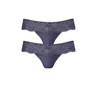 String NUANCE BY LASCANA, Damen, Gr. 32/34, blau (2xblaugrau), Spitze, Obermaterial: 85% Polyamid, 15% Elasthan, körpernah, Unterhosen String, Dessous mit breitem Spitzenband (860358-32) 2xblaugrau