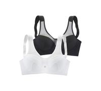 Entlastungs-BH NUANCE, Damen, Gr. 11,5, Cup E, schwarz-weiß (schwarz, weiß), Microtouch, Obermaterial: 75% Polyamid, 25% Elasthan, BHs Entlastungs-BH, mit modischen Netzeinsätzen (93539335-115) schwar