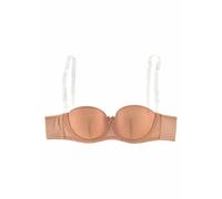 Schalen-BH NUANCE, Damen, Gr. 90, Cup F, braun (nougat), Spitze, Obermaterial: 61% Polyester, 34% Polyamid, 5% Elasthan, BHs Schalen-BH, mit Bügel aus Spitze mit abnehmbaren, transparenten Trägern, De