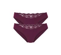 Slip NUANCE, Damen, Gr. 32/34, 2 Stk., lila (2x cassis), Microfaser, Obermaterial: 85% Polyamid, 15% Elasthan, körpernah, Unterhosen Slip, mit Spitzeneinsatz vorne (31208214-32) 2x cassis