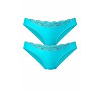 Slip NUANCE, Damen, Gr. 44/46, 2 Stk., blau (2xtürkis), Microfaser, Obermaterial: 85% Polyamid, 15% Elasthan, körpernah, Unterhosen Slip, mit Spitzeneinsatz vorne (359470-44) 2xtürkis