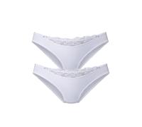 Slip NUANCE, Damen, Gr. 32/34, 2 Stk., weiß (2xweiß), Microfaser, Obermaterial: 85% Polyamid, 15% Elasthan, körpernah, Unterhosen Slip, mit Spitzeneinsatz vorne (260159-32) 2xweiß