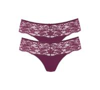String NUANCE, Damen, Gr. 44/46, 2 Stk., lila (2x cassis), Spitze, Obermaterial: 85% Polyamid, 15% Elasthan, körpernah, Unterhosen String, Dessous mit breitem Spitzenband (85963958-44) 2x cassis