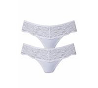 String NUANCE Gr. 40/42, 2 St., weiß (2xweiß) Damen Unterhosen Klassische Strings Dessous mit breitem Spitzenband (816909-40)