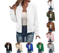 Nuaoxyeu Bomberjacke Damen Blouson Sommerjacke 2025 Sommer Leichte ReißVerschluss Sweatjacke Kurz Pilotenjacke Einfarbig Jacke DüNne Langarm Kurze Jacke Damen Blitz