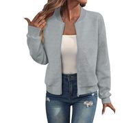 Nuaoxyeu Bomberjacke Damen Blouson Sommerjacke 2025 Sommer Leichte ReißVerschluss Sweatjacke Kurz Pilotenjacke Einfarbig Jacke DüNne Langarm Damen Jacke üBergang Meine en