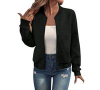Nuaoxyeu Bomberjacke Damen Blouson Sommerjacke 2025 Sommer Leichte ReißVerschluss Sweatjacke Kurz Pilotenjacke Einfarbig Jacke DüNne Langarm Leichte Jacke Damen Des Tages Heute
