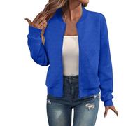 Nuaoxyeu Bomberjacke Damen Blouson Sommerjacke 2025 Sommer Leichte ReißVerschluss Sweatjacke Kurz Pilotenjacke Einfarbig Jacke DüNne Langarm Damen Blouson Meine en