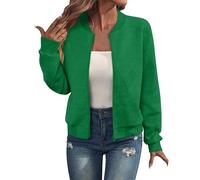Nuaoxyeu Bomberjacke Damen Blouson Sommerjacke 2025 Sommer Leichte ReißVerschluss Sweatjacke Kurz Pilotenjacke Einfarbig Jacke DüNne Langarm Jacke Schwarz Damen Blitz Des Tages