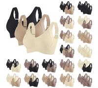 Nuaoxyeu Damen 3Pcs Sport BH Damen Push Up BHS Nahtloser Starker Halt Bralettes Ohne BüGel Gerippt GroßE BrüSte Top Casual Soft Ajustable Riemen Volle Tasse UnterwäSche