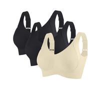 Nuaoxyeu Damen Bekleidung 3Pcs Sport BH Damen Push Up BHS Nahtloser Starker Halt Bralettes Ohne BüGel Gerippt GroßE BrüSte Top Casual Soft Ajustable Riemen Volle Tasse UnterwäSche