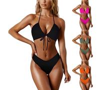 Nuaoxyeu Damen Bikini Damen Set Sexy Triangel Bikinis Brazilian Zweiteiliger Badeanzug High Waist String Bikini-Sets Push Up BadeanzüGe V Ausschnitt Bademode Bikinihose
