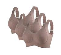 Nuaoxyeu des Tages Heute 3Pcs Sport BH Damen Push Up BHS Nahtloser Starker Halt Bralettes Ohne BüGel Gerippt GroßE BrüSte Top Casual Soft Ajustable Riemen Volle Tasse UnterwäSche