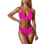 Nuaoxyeu Same Day Produkte Bikini Damen Set Sexy Triangel Bikinis Brazilian Zweiteiliger Badeanzug High Waist String Bikini-Sets Push Up BadeanzüGe V Ausschnitt Bademode Bikinihose