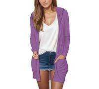 Nuaoxyeu strickjacken für damen Strickjacke Damen Sommer Elegant Leichte LangschläFe Cardigan Casual Lang DüNne Vorne Offen Herbst Jacke Mit Taschen Komfortable Losen