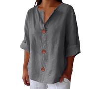 Nuaoxyeu Tuniken GroßE GrößEn Musselin Bluse Damen Oversized Sommer 3/4 Ärmel Leinenbluse Elegant V-Ausschnitt Tshirt Casual Elegant Große Größen Lässige Beach Same Day Produkte