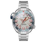 Nubeo Herren-Armbanduhr NB-6115, 50 mm, Aluminium, limitierte Auflage, massives Edelstahlarmband, Hellgrau