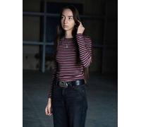Nudie Jeans Damen Longsleeve - Jessy LS T-Shirt Striped Rib - aus Bio-Baumwolle Multi (Rot) L