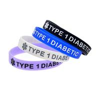 NUEAYMS 4-teiliges Set Mit Abhängigen Silikon Armbändern Für Typ-1-Diabetiker Verstellbare Medizinische Alarm ID Silikon Armband Halsketten Ständer Weiß