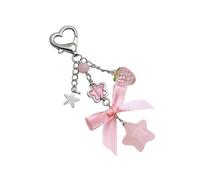 NUEAYMS Modischer Erdbeer Taschenanhänger, Stern Schlüsselanhänger, Accessoire, Schleife, hängende Verzierung, perfekt zum Dekorieren von Geldbörse und Rucksack, Schlüsselanhänger Ornament