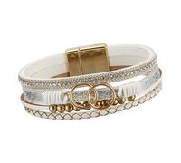NUEAYMS Trendiges Leder für Damen, mehrlagiges, geflochtenes Design, verstellbares Armband, modisches Accessoire, mehrlagige Handgelenkkette